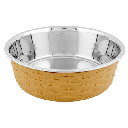 Color Splash - Designer Rattan Fusion Bowl - Medium - Beige - for Dog/Cat - 28 Oz - 3.5 Cups