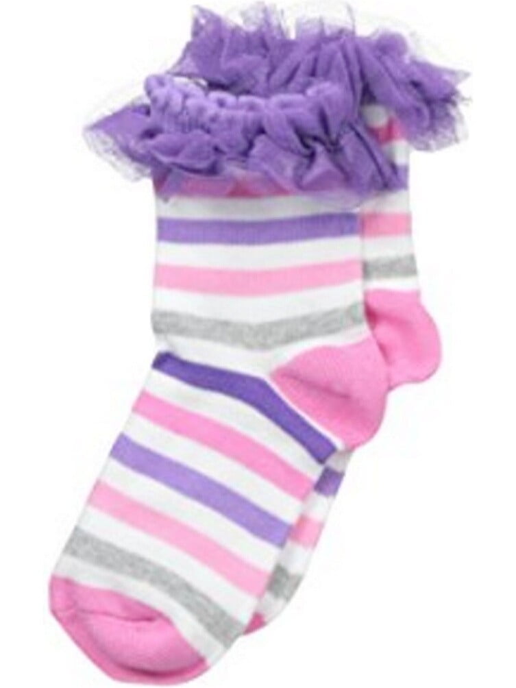 Jefferies Socks Little Girls Grey Daisy Pattern Tutu Ruffle Socks 6-7.5