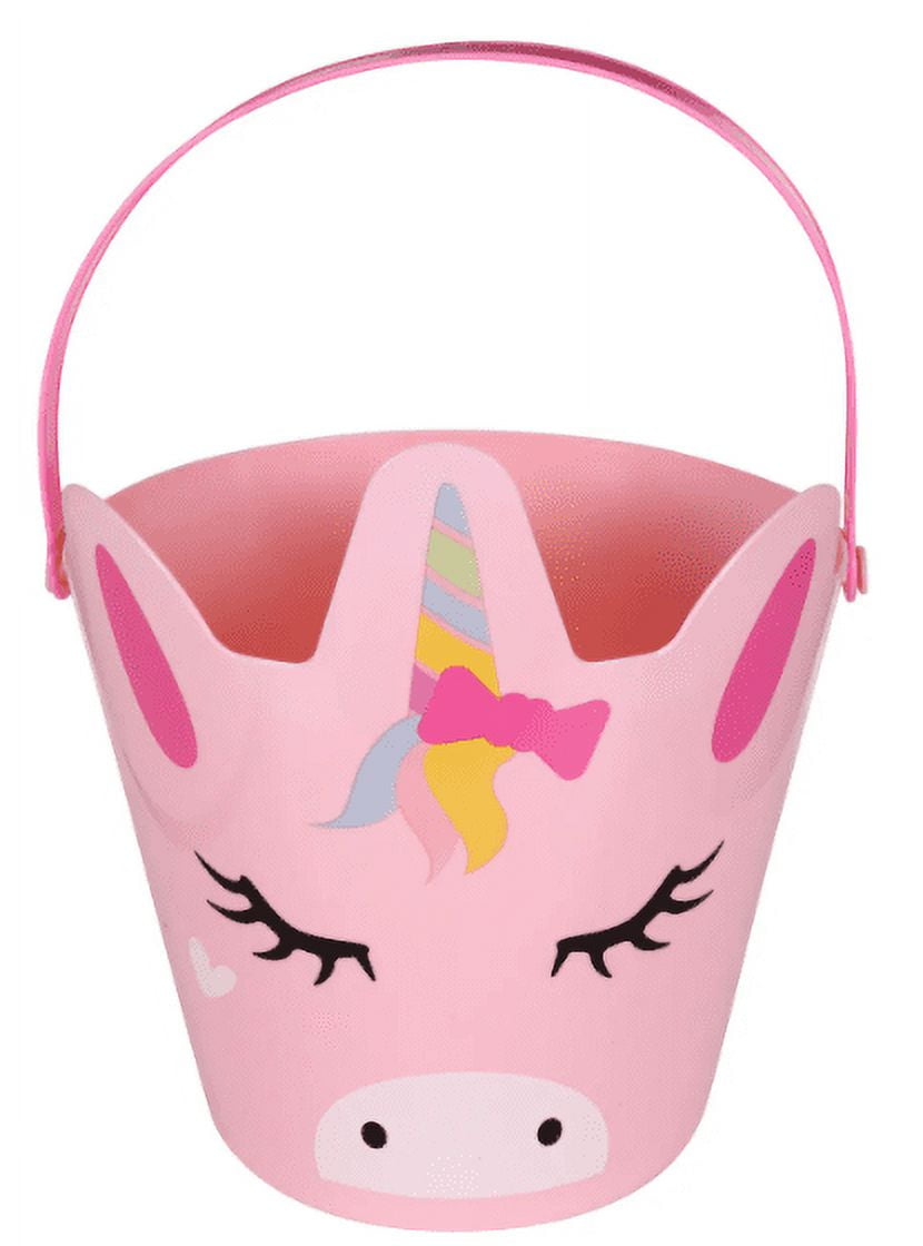 Unicorn Plastic Easter Magic Pails with Handles - Pink Purple White Majestic Unicorn Pails Parties Supplies Celebration Birthdays Holiday School Office Gifts Treats 3pk-