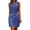 Blue, variant on Women's Notch V Neck Button Drawstring Waist Ribbed Sleeveless Casual Mini Dresses for Women Daily Summer Effortless Chic Style Wear