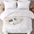 thumbnail image 2 of Flymme White King Size Comforter Sets Bed in Bag 7 Pieces Boho Bedding Sets Shabby Chic Soft Microfiber Geometric White Bed Set for All Season, 2 of 8