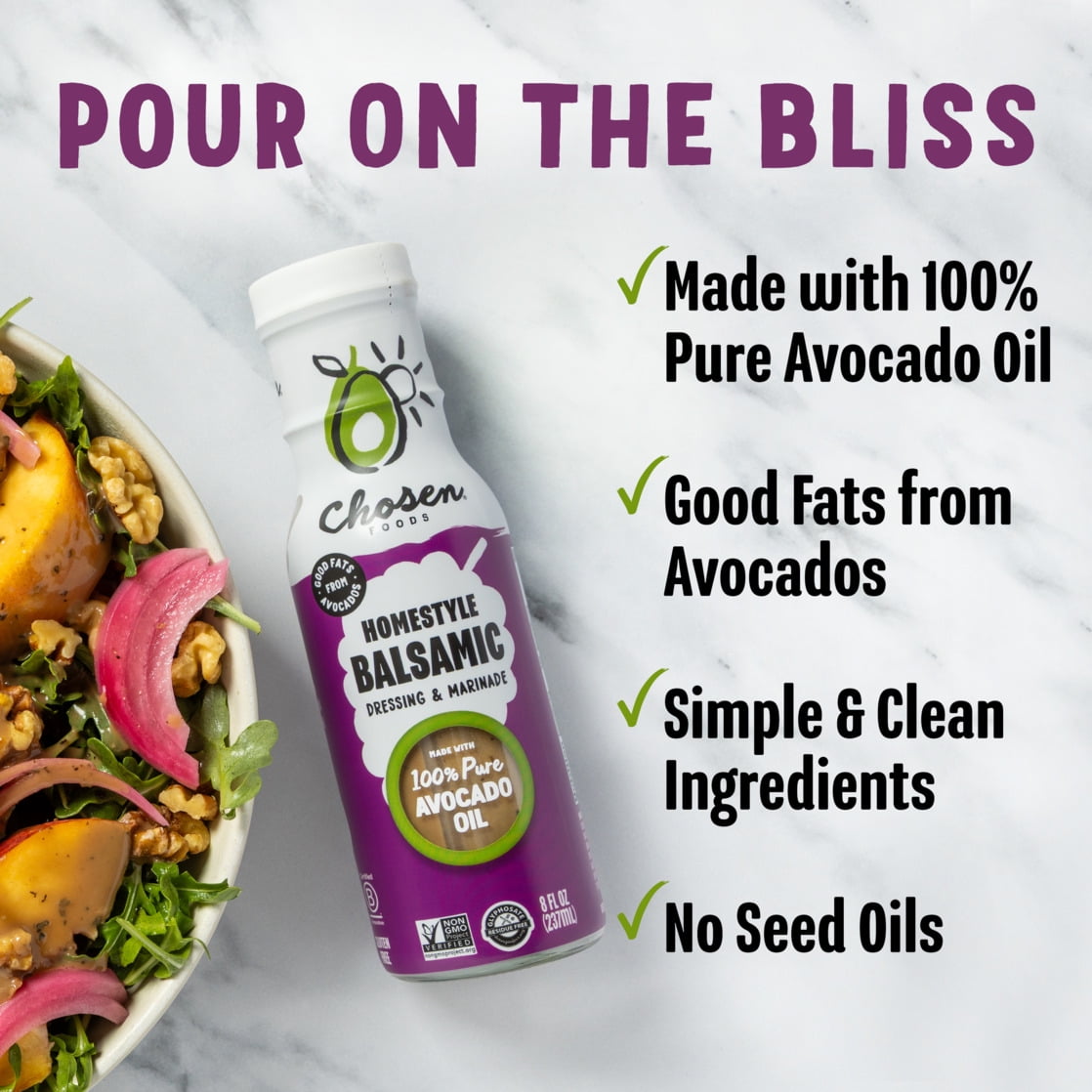 Chosen Foods Healthy Ranch Dressing & Marinade, Benefits with Veggies, 8  Fluid Ounces - Walmart.com