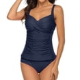 thumbnail image 1 of IDALL Bikini Sets Bathing Suit Women's Split Body Swimsuit Tankini Two Piece Slim Fitting Tie Design Appears Slim Multi Color Multiple Sizes Womens Swimsuits Womens Swimwear Navy 2XL, 1 of 5