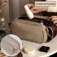 thumbnail image 4 of sunsanly Comestic Bag Retro Faux Leather Zipper Closure Lipstick Pockets Makeup Brush Pockets Portable Large Capacity Lightweight Commute Travel Makeup Pouch, 4 of 8