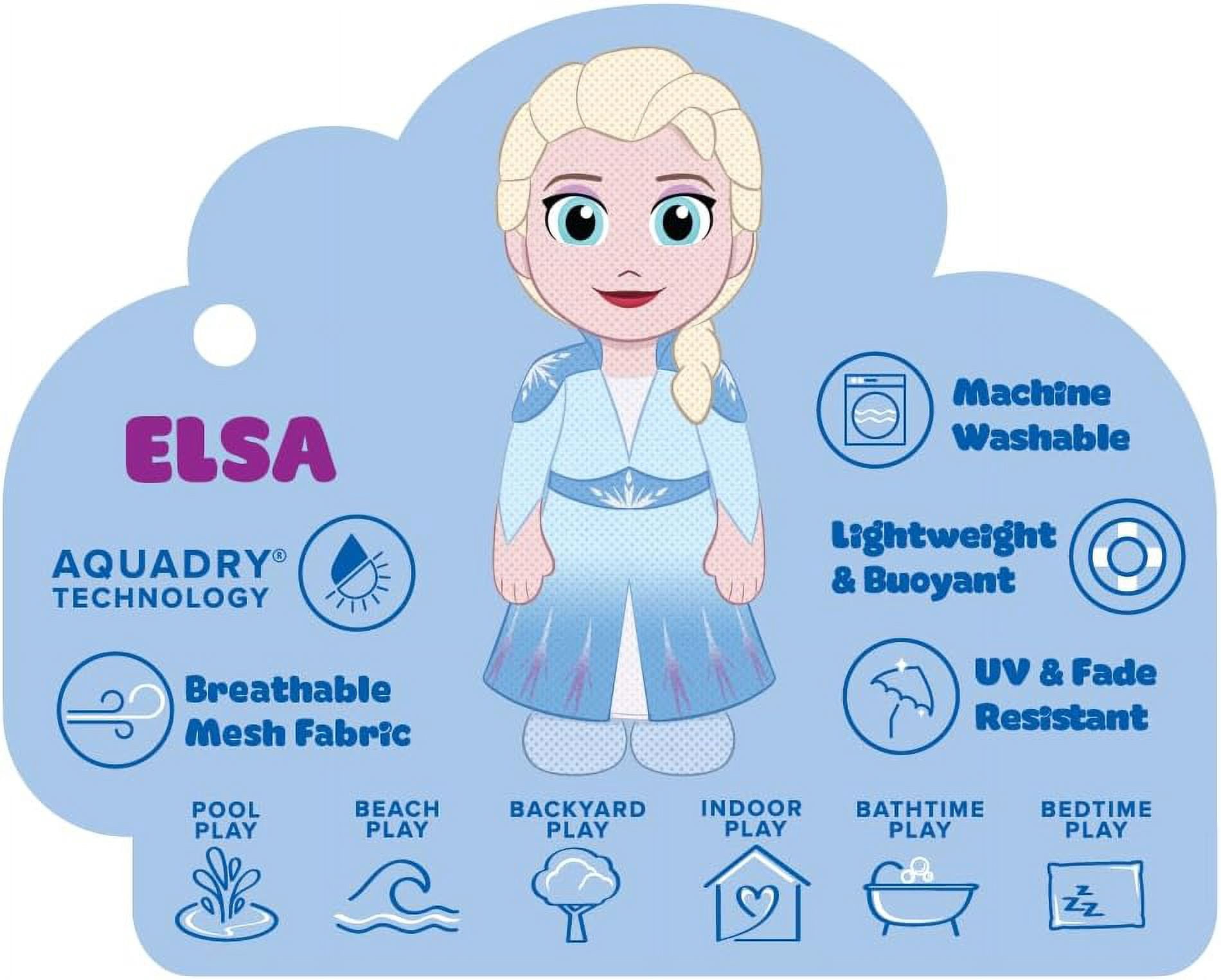 WAHU Aqua Pals Disney Classic Elsa Plush Water Toy for Kids Ages 2+, Fast-Drying Waterproof Plush Doll Toy for Pool and Bathtub, Large, Blue/White, 26"