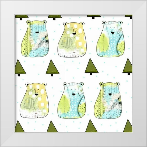 Ogren, Sarah 12x12 White Modern Wood Framed Museum Art Print Titled - Three Bears Pattern
