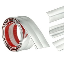 3-in-1 Peel and Stick Trim, 1.6in x 3.2 ft Multifunctional Wall Molding Trim, Flexible Edge Guard Molding Self-Adhesive Caulk Strip for Floor, Table, Door Frame, Shiny Silver