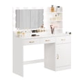 thumbnail image 1 of Vanity Desk with LED Mirror & Power Outlet, Makeup Table with 3 Drawers and Storage Shelves, 1 of 7