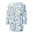 thumbnail image 5 of Women's Summer Tops 2025 Trendy 3/4 Sleeve T Shirts Floral Print Graphic Tees Dressy Casual Crew Neck Blouse Elbow Sleeve Comfy Loose Fit Pullover Sweatshirt, 5 of 5