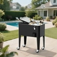 thumbnail image 3 of SHAREWIN 60 Quart Cooler Cart with Wheels and Handle, Drink Cooler Carts for Outdoor or Indoor Entertaining, Portable Bar Ice Chests with Bottle Opener & Cap Collector & Drain, 3 of 7