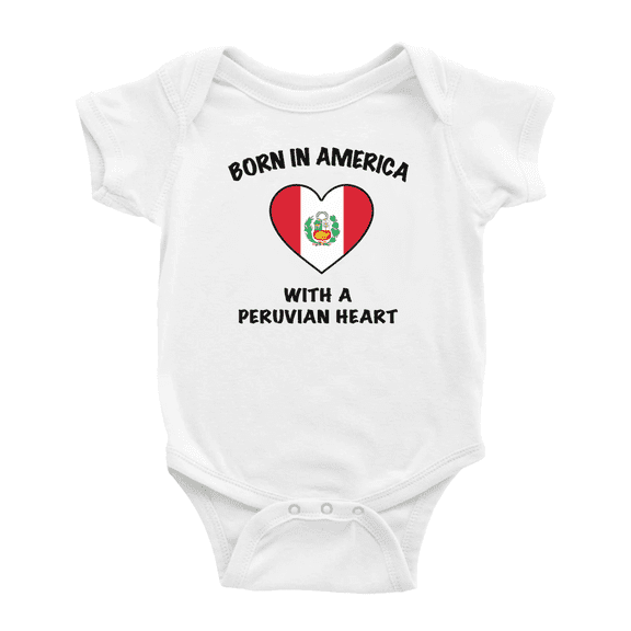 Born In America With A Peruvian Heart Baby Clothing Bodysuits Infant For Boy Girl