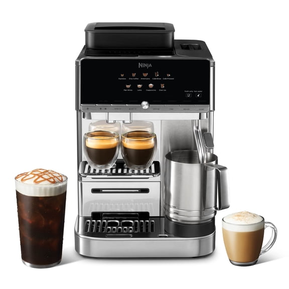 Ninja AutoBarista Fully Automatic Espresso Machine, 10 One Touch Hot & Iced Drink Options, Built-in Coffee Grinder, Milk Frother, Easy Self-Clean, Latte, Cappuccino, Cold Brew, AE1001