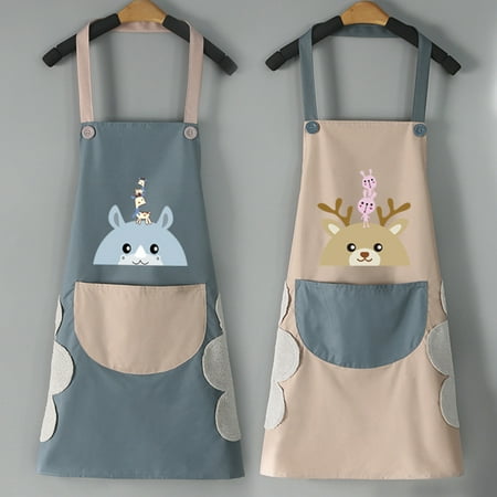 

Jiaroswwei Waterproof Anti-Stain Cartoon Deer Apron Home Kitchen Cooking Baking Cleaning Bib