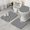Black And White, variant on Green Pink Geometric Pattern Bathroom Rugs Sets 3 Piece,Toilet Cover Set,Absorbent Non Slip Bathroom Mats Sets with U-Shaped Contour Rug Toilet Rug Set