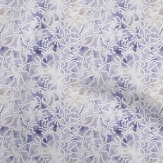 oneOone Cotton Silk Violet Fabric Abstract Line Drawing Floral Quilting Supplies Print Sewing Fabric By The Yard 42 Inch Wide