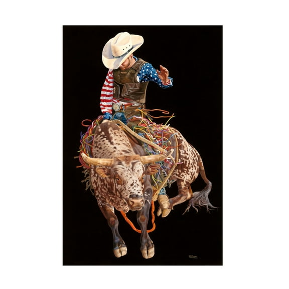 Canvas Wall Art - Delene Lambert 'Rocking the Rodeo' Wall Art for Living Room, Bedroom, or Office Décor by Trademark Fine Art - 12 x 19 Inches