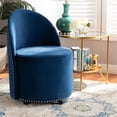 thumbnail image 2 of Bowery Hill 18" Modern Velvet Upholstered Rolling Accent Chair in Blue, 2 of 6