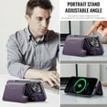 thumbnail image 5 of Dteck for iPhone 15 Pro Max Magnetic Case with Detachable Wallet Card Holder, Compatible with MagSafe, RFID Blocking Credit Slots Kickstand Shockproof Phone Cover for Women Men,Purple, 5 of 6