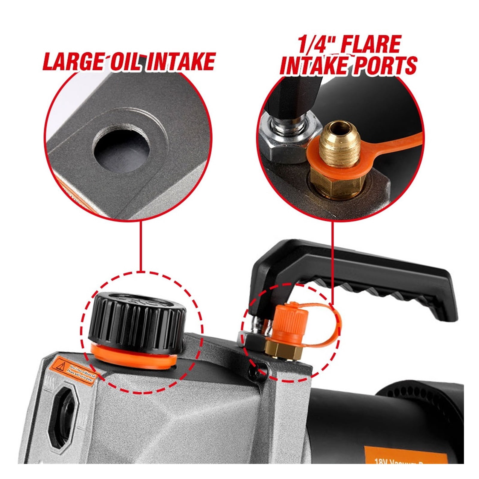 Cordless Refrigerant Vacuum Pump 7CFM 5PA 1/2HP 1/4 Air Inlet For Household Air Conditioning For 18v Battery ,Outstanding Oil Inlet System