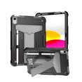 thumbnail image 6 of SaniMore Case for iPad 10th Generation 10.9" 2022, Shockproof Silicone Backplane & Rugged PC Frame Built-in Rotating Stand Pen Holder Anti-drop Heavy Duty Protective Case for iPad 2022, Black & Gray, 6 of 7