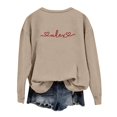 thumbnail image 7 of Women's Valentine Sweatshirts Love Heart Crewneck Valentines the Day Shirts Long Sleeve Valentine's Day Warm Graphic Sweatshirts Khaki 2XL, 7 of 7