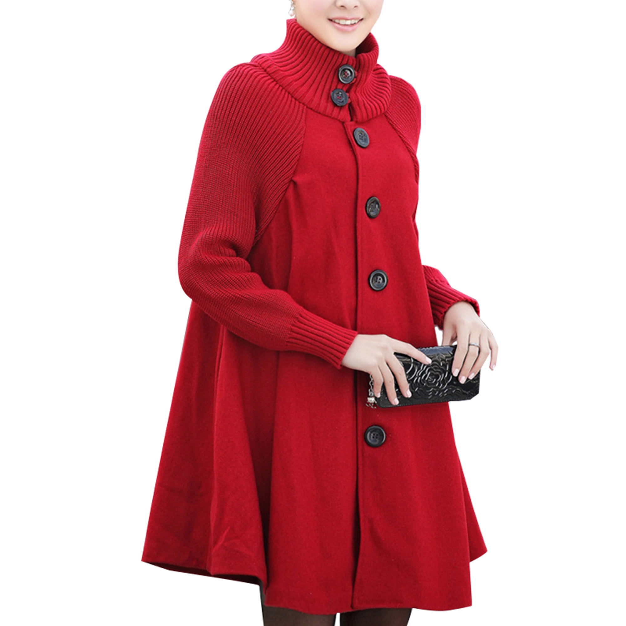 UKAP Women Solid Color Vintage Overcoat Cashmere Winter Coats