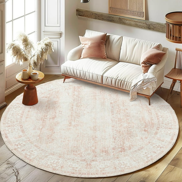Alfombra Bileehome, vintage, lavable, 180 cm, rosa rubor