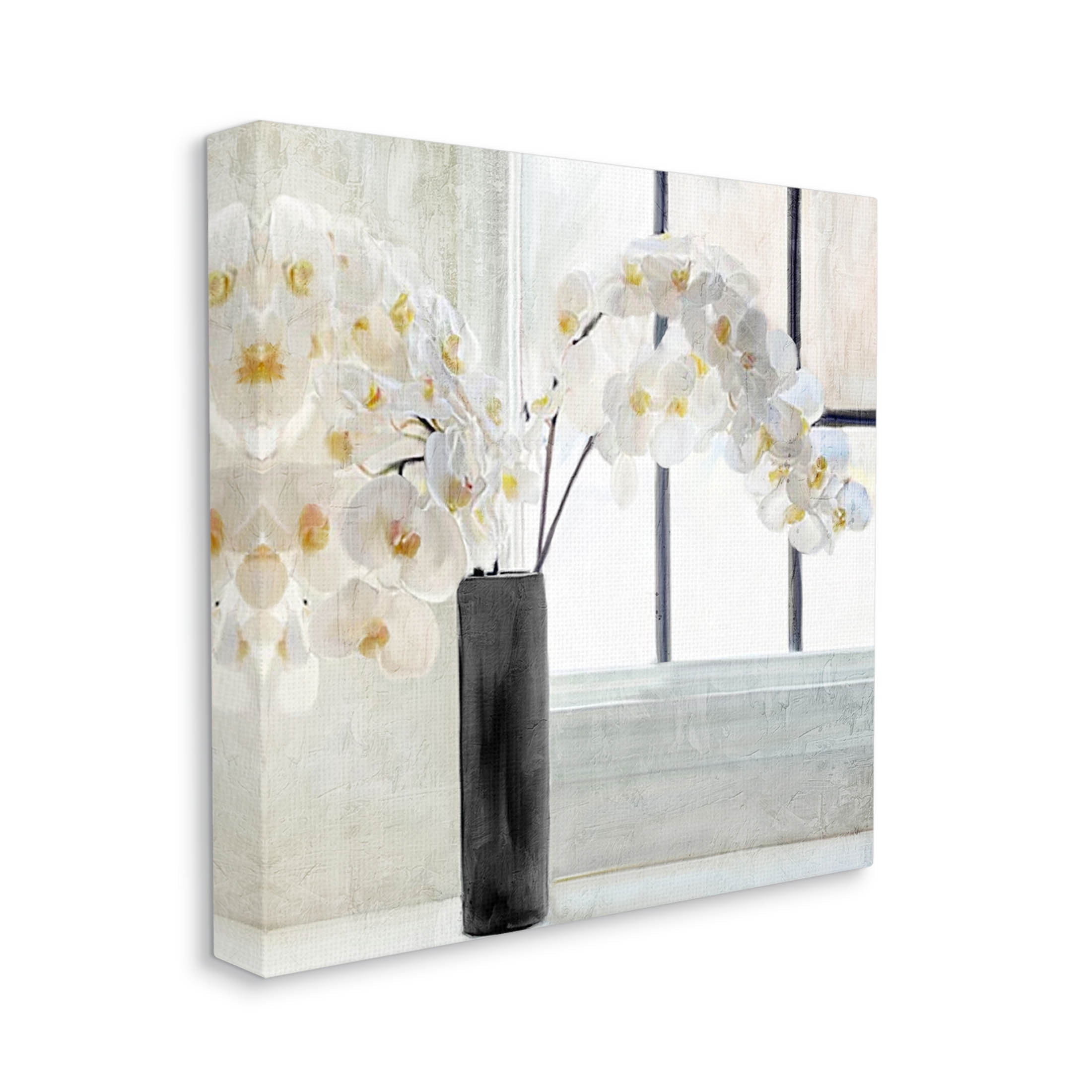 Sunlit White Orchids Arrangement Botanical & Floral Graphic Art Gallery Wrapped Canvas Print Wall Art