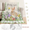 thumbnail image 5 of Happy Easter Bunny Blanket Soft Cozy Warm Throw Blanket for Couch, Plush Fuzzy Flannel Fleece Blankets for Sofa, Spring Floral Burlap Sage Green Plaid Bed Blankets Lightweight Gifts for Men, 50"x80", 5 of 9