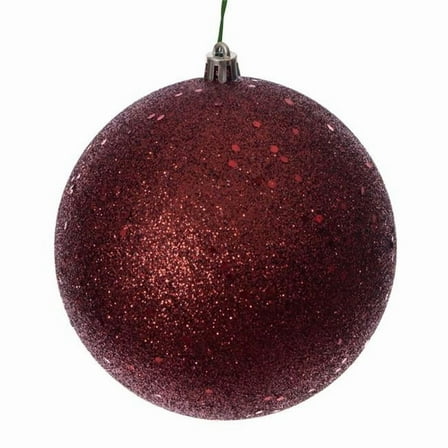 Vickerman N591563DQ 6 in. Sequin Ball Drilled Ornament, Crimson Red - 4 per Bag