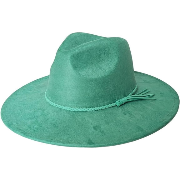 Fedora Hat for Men Women, Classic Wide Brim Felt Panama Hat Winter Adjustable Western Suede Jazz Cap