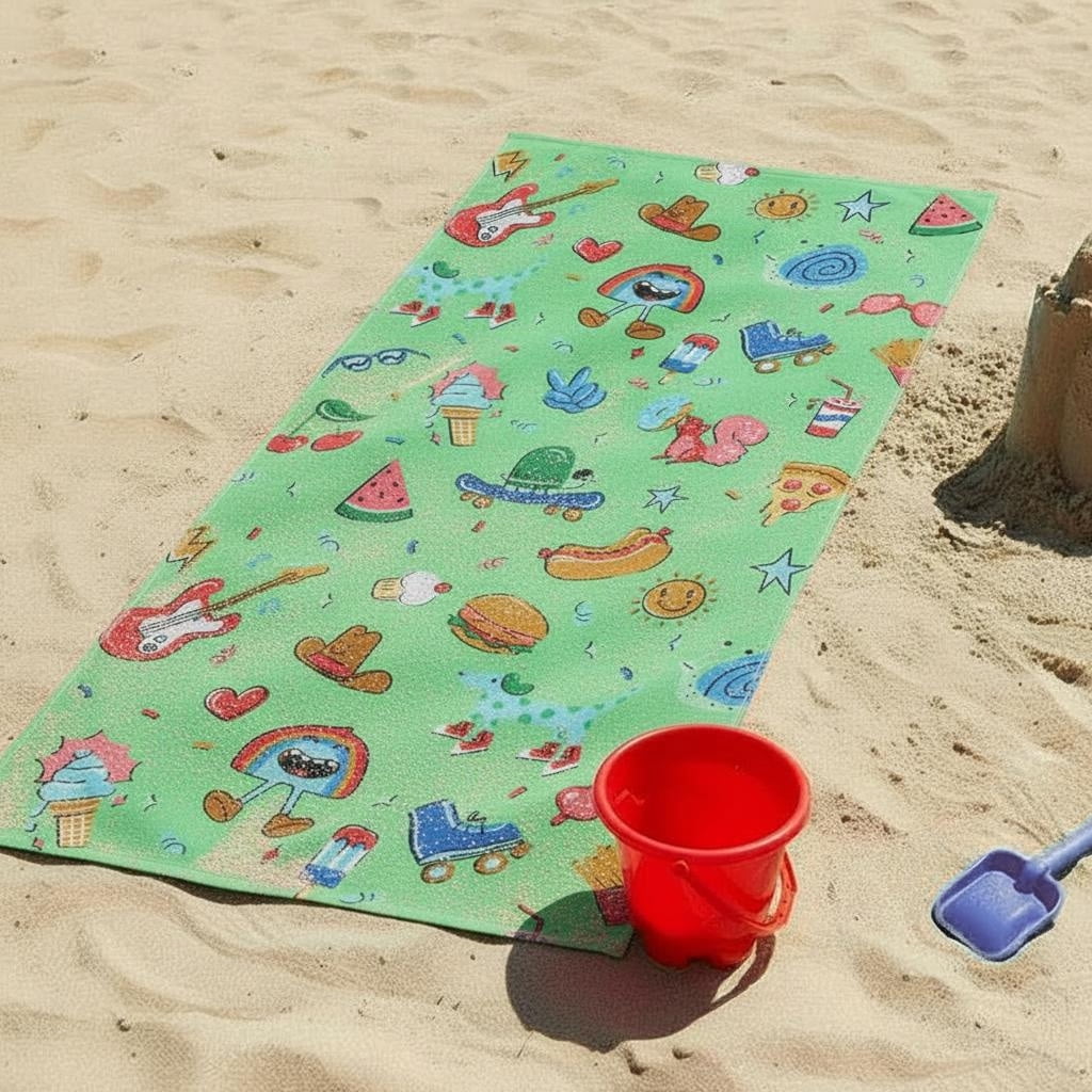 Mainstays Kids Cotton Blend Beach Towel, Charm Toss, 30 in x 60 in
