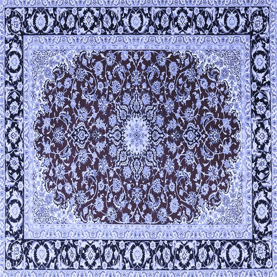 Ahgly Company Machine Washable Indoor Square Persian Blue Traditional Area Rugs, 7' Square