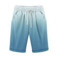 thumbnail image 4 of Sakmal Mens Shorts Bermuda Knee Length Cotton Linen Stretch 9 Inch Vacation Blue Solid Mens Shorts 3XL, 4 of 5