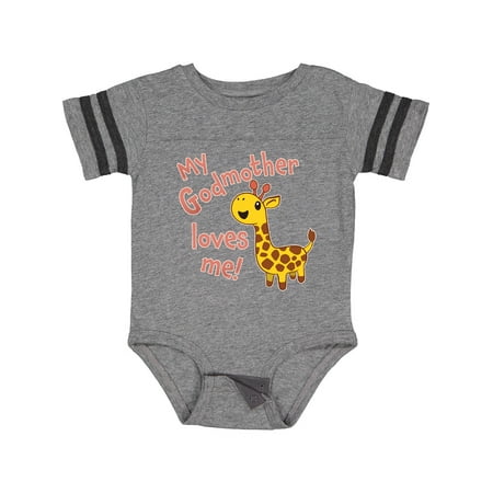 

Inktastic My Godmother Loves Me- Cute Giraffe Gift Baby Boy or Baby Girl Bodysuit