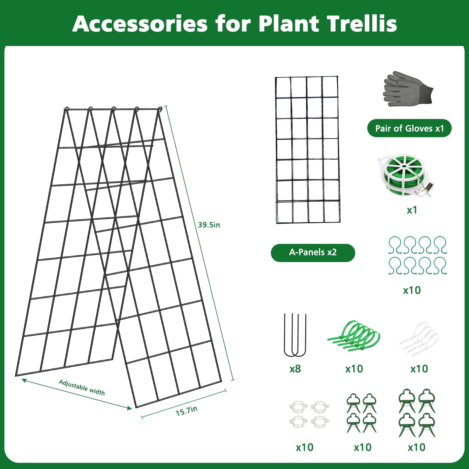 ROMUCHE 2 Pack Trellis 39” A-Frame Cucumber Folding Garden Trellis for Climbing Plants Outdoor