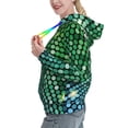 thumbnail image 2 of Picia Green Disco Lights Pattern Casual Women's Hoodie, Hooded Sweatshirt with Kangaroo Pocket, Comfortable Pullover with Eye-catching Drawstrings-Small, 2 of 7