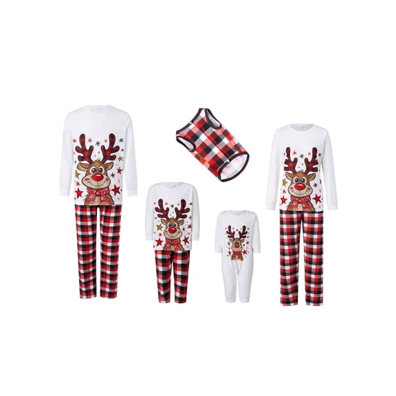 RUINIXCW Family Christmas Pajamas Matching Set Long Sleeve Crew Neck Tops and Pants