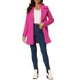thumbnail image 2 of Unique Bargains Women's Notched Lapel Button Single Breasted Winter Coat S Hot Pink, 2 of 6