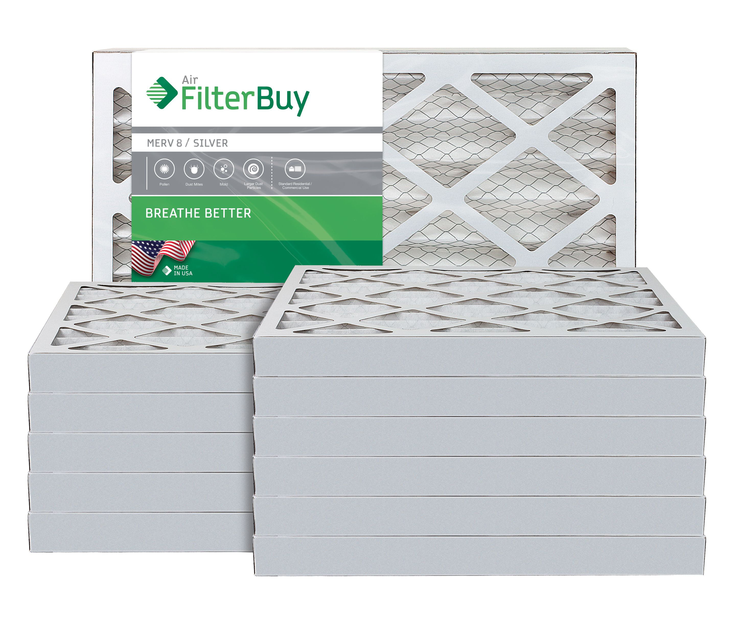 6 Piece 25x25x1PM12C Nordic Pure 25x25x1 MERV 12 Pleated Plus Carbon AC Furnace Air Filters