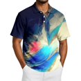 thumbnail image 2 of Men's Tie Dye Polo Shirts Short Sleeve Henley Button T Shirts Summer Vacation Causal Tees, M, 2 of 6