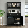 thumbnail image 7 of KIGOTY Kitchen Pantry Storage Cabinet, Double Tilt Out Trash Cabinets Freestanding Storage Cabinets, 2 Drawers and 1 Tilt Out Trash Cabinet, Kitchen, Dinning Room, Living Room, Black, 7 of 7