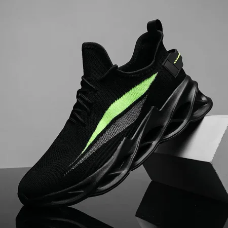 

Men‘s Knit Shock Absorption Lightweight Breathable Running Shoes Blade Tyle Shoes Walking Sneakers Athletic Footwear