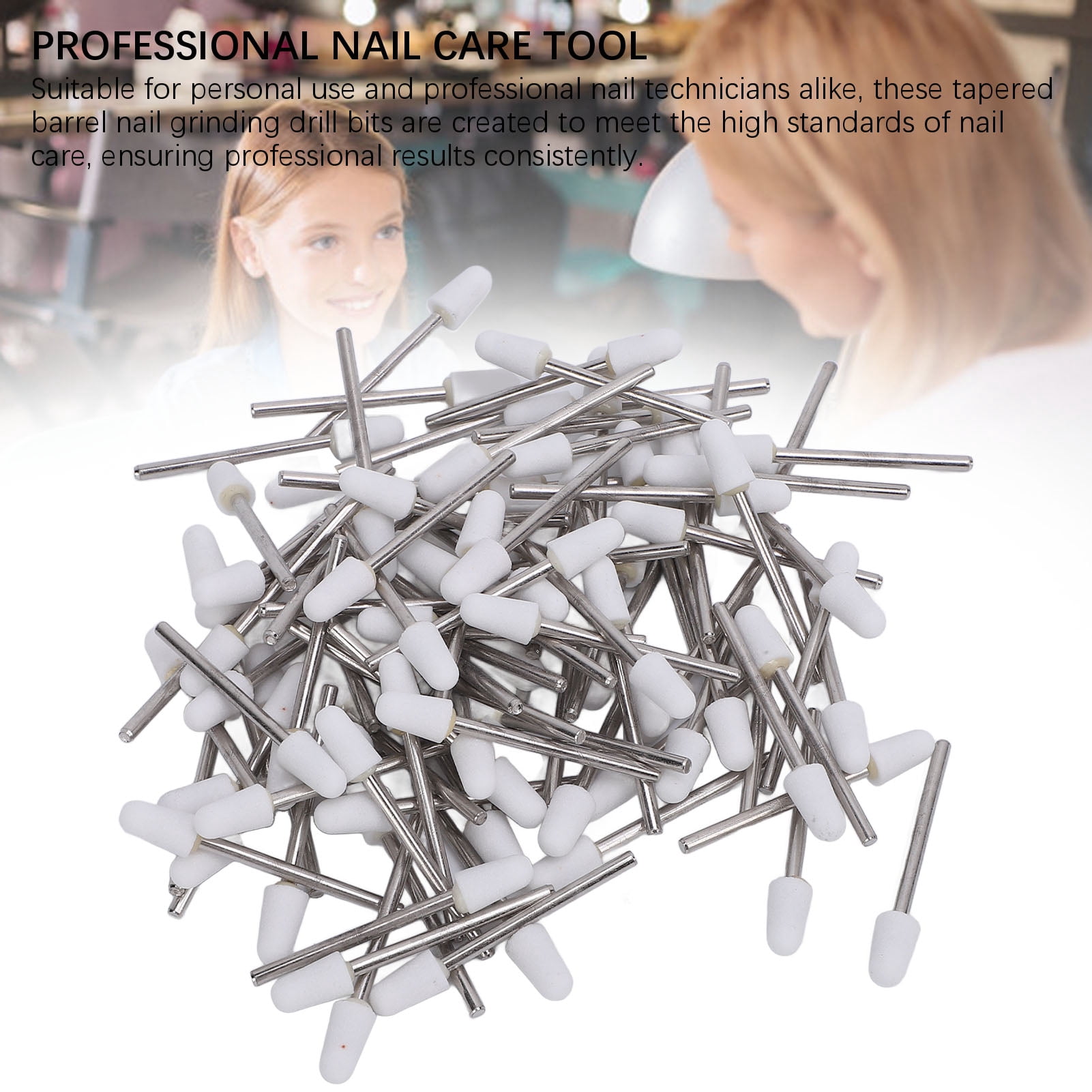 Rupoun 100 Pcs Quartz Tungsten Steel Nail Drill Bits Set, Professional Electric File Replacements for Manicure Machine, Cuticle Remover & Acrylic Gel Prep Kit, Multi Functional Rotating Tools
