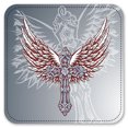 thumbnail image 2 of Vinyl Drink Coasters - Set of 4 - Cross & Wings, 2 of 3