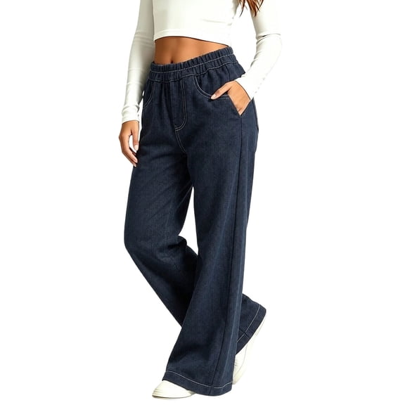 fatyb Girls Wide Leg Pants High Elastic Waistband Casual Trousers with Pockets Kids Girls Fashion Long Pants