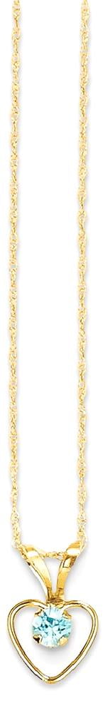 IceCarats 14k Yellow Gold 3mm Blue Zircon Heart Birthstone Chain Necklace S love Kid Fine Jewelry Ideal Mothers Day... by IceCarats