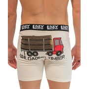 Lazy One Funny Boxer Briefs for Men, Underwear for Men, Truck, Log (Unloading Timber, Medium)