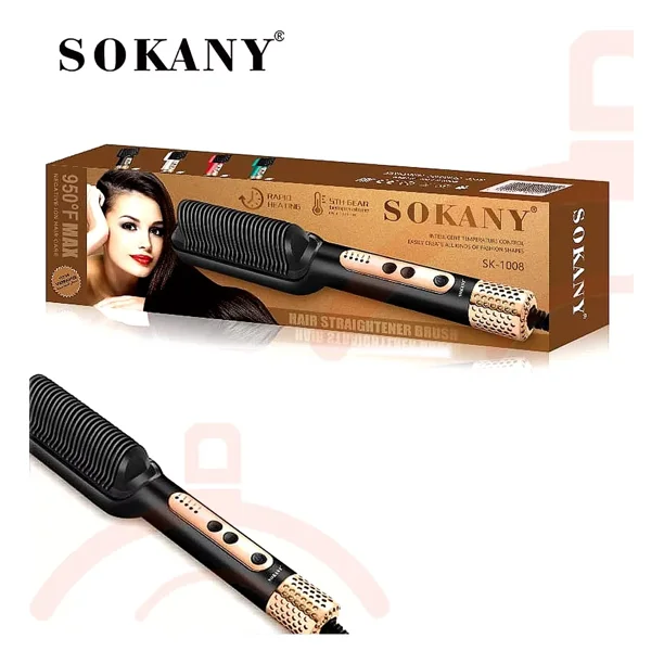 Cepillo Plancha Alisador De Cabello SOKANY Control De temperatura
