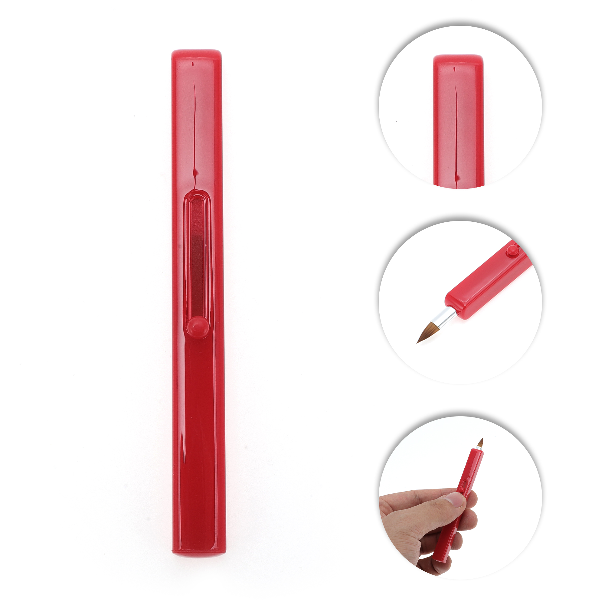 Unique Bargains 1 Pc Portable Durable Single Head Lipstick Brush for Travel Red
